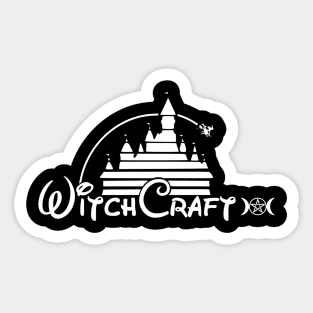 Witchcraft - Classic Cartoon Castle Parody Logo (White on Black) Sticker